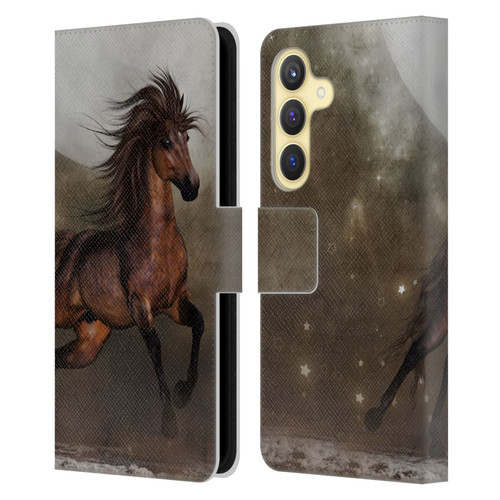 Simone Gatterwe Horses Brown Leather Book Wallet Case Cover For Samsung Galaxy S24 5G