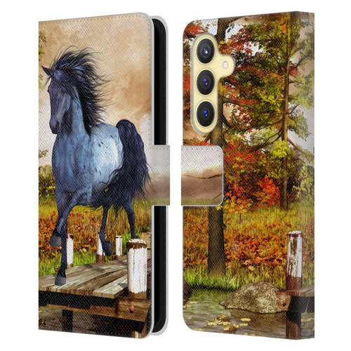 Simone Gatterwe Horses On The Lake Leather Book Wallet Case Cover For Samsung Galaxy S24 5G