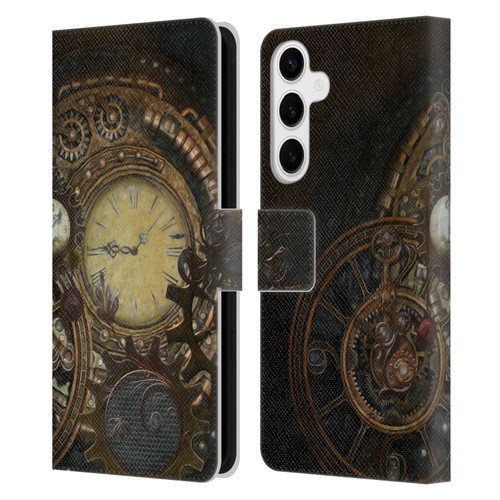 Simone Gatterwe Steampunk Clocks Leather Book Wallet Case Cover For Samsung Galaxy S24+ 5G