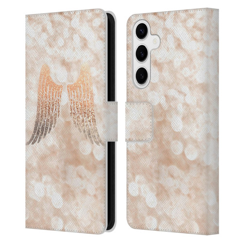 Monika Strigel Champagne Gold Wings Leather Book Wallet Case Cover For Samsung Galaxy S24+ 5G