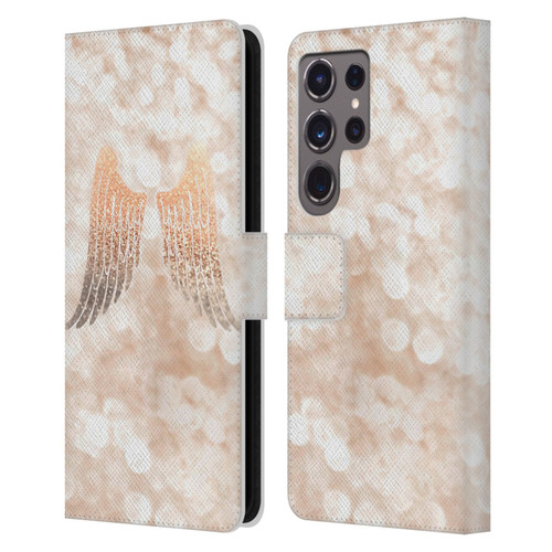 Monika Strigel Champagne Gold Wings Leather Book Wallet Case Cover For Samsung Galaxy S24 Ultra 5G