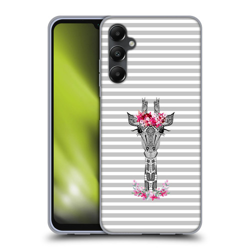Monika Strigel Flower Giraffe And Stripes Grey Soft Gel Case for Samsung Galaxy A05s