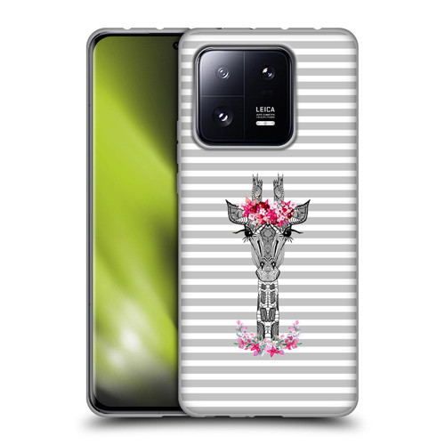 Monika Strigel Flower Giraffe And Stripes Grey Soft Gel Case for Xiaomi 13 Pro 5G