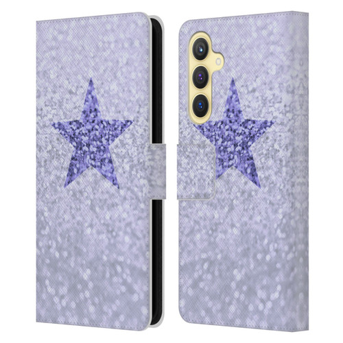 Monika Strigel Glitter Star Pastel Lilac Leather Book Wallet Case Cover For Samsung Galaxy S23 FE 5G