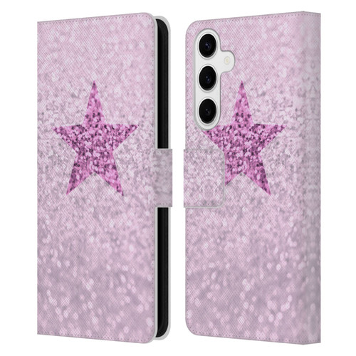 Monika Strigel Glitter Star Pastel Pink Leather Book Wallet Case Cover For Samsung Galaxy S24+ 5G