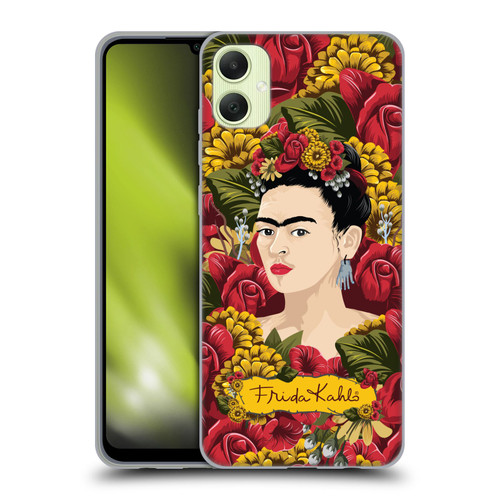 Frida Kahlo Red Florals Portrait Pattern Soft Gel Case for Samsung Galaxy A05