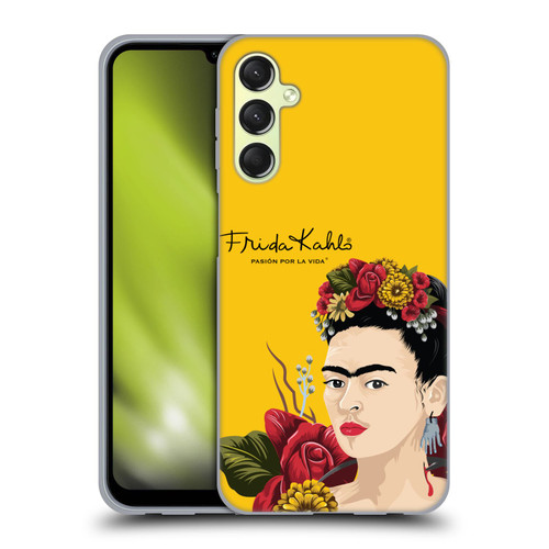 Frida Kahlo Red Florals Portrait Soft Gel Case for Samsung Galaxy A24 4G / M34 5G