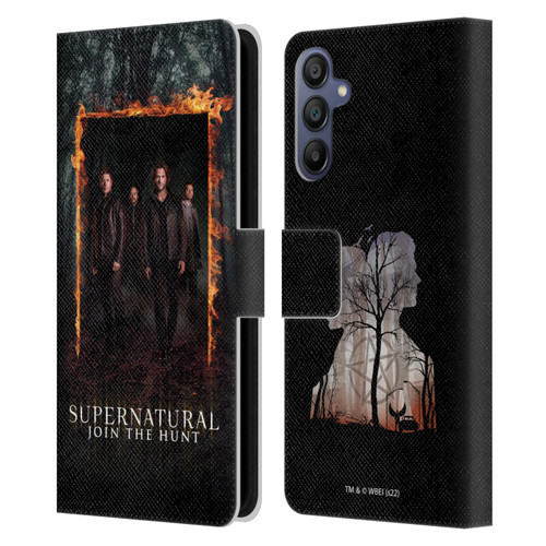 Supernatural Key Art Sam, Dean, Castiel & Crowley Leather Book Wallet Case Cover For Samsung Galaxy A15