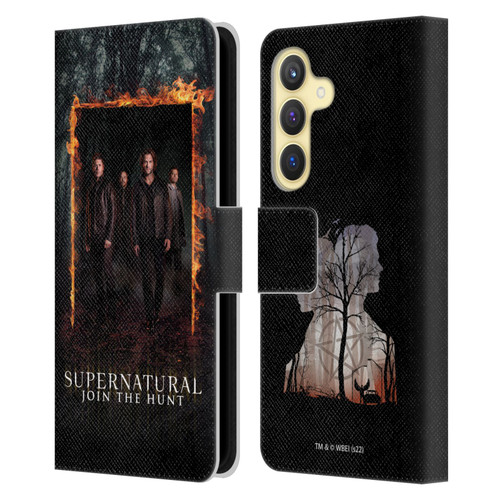 Supernatural Key Art Sam, Dean, Castiel & Crowley Leather Book Wallet Case Cover For Samsung Galaxy S24 5G