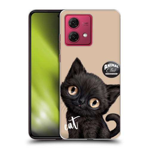 Animal Club International Faces Black Cat Soft Gel Case for Motorola Moto G84 5G