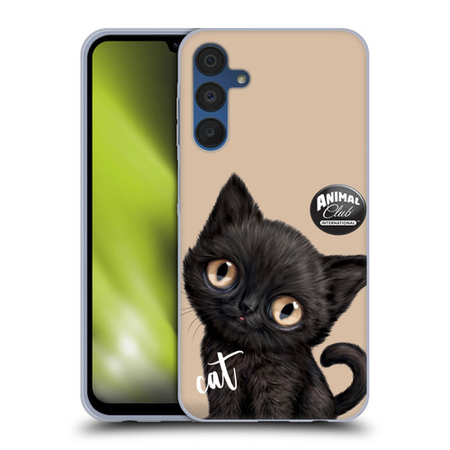 Animal Club International Faces Black Cat Soft Gel Case for Samsung Galaxy A15
