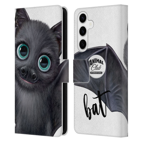 Animal Club International Faces Bat Leather Book Wallet Case Cover For Samsung Galaxy S24+ 5G