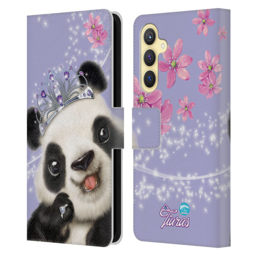 Animal Club International Royal Faces Panda Leather Book Wallet Case Cover For Samsung Galaxy S23 FE 5G