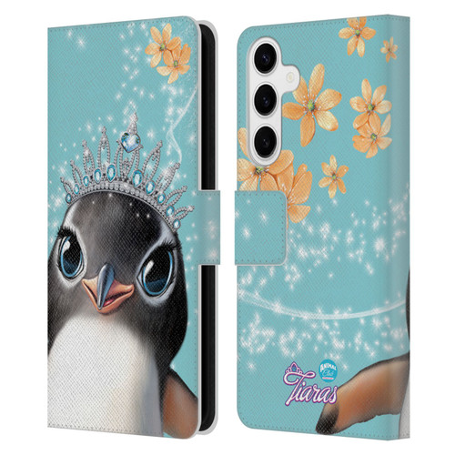 Animal Club International Royal Faces Penguin Leather Book Wallet Case Cover For Samsung Galaxy S24+ 5G