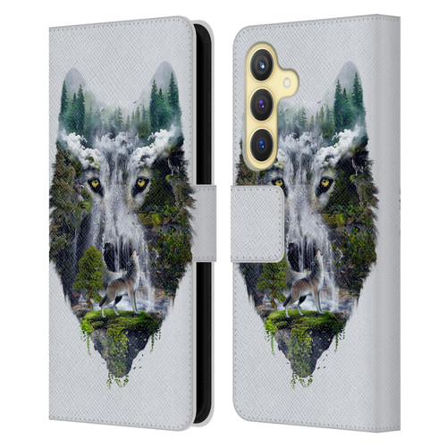 Riza Peker Animal Abstract Wolf Nature Leather Book Wallet Case Cover For Samsung Galaxy S24 5G