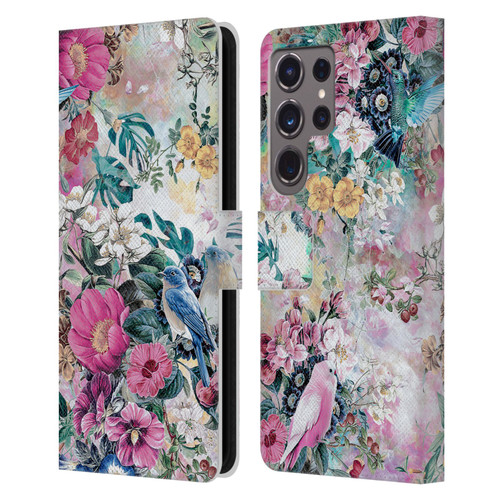 Riza Peker Florals Birds Leather Book Wallet Case Cover For Samsung Galaxy S24 Ultra 5G