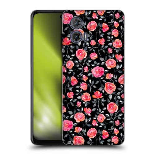 Micklyn Le Feuvre Florals Roses on Black Soft Gel Case for Motorola Moto G73 5G