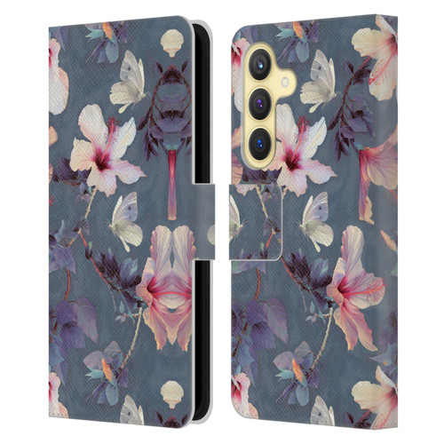 Micklyn Le Feuvre Florals Butterflies and Hibiscus Leather Book Wallet Case Cover For Samsung Galaxy S24 5G