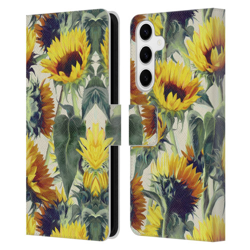 Micklyn Le Feuvre Florals Sunflowers Forever Leather Book Wallet Case Cover For Samsung Galaxy S24+ 5G