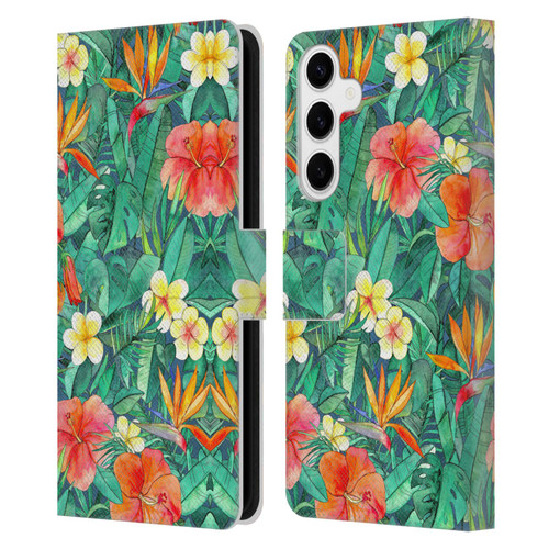 Micklyn Le Feuvre Florals Classic Tropical Garden Leather Book Wallet Case Cover For Samsung Galaxy S24+ 5G