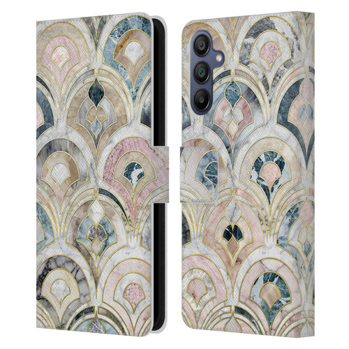Micklyn Le Feuvre Marble Patterns Art Deco Tiles In Soft Pastels Leather Book Wallet Case Cover For Samsung Galaxy A15
