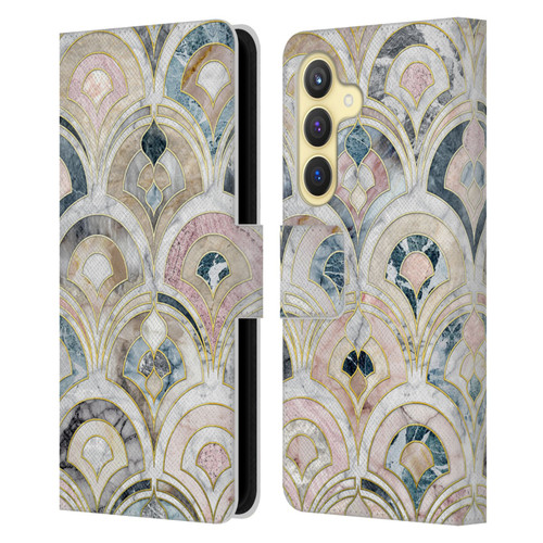 Micklyn Le Feuvre Marble Patterns Art Deco Tiles In Soft Pastels Leather Book Wallet Case Cover For Samsung Galaxy S24 5G