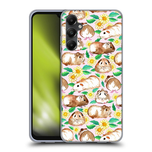 Micklyn Le Feuvre Patterns 2 Guinea Pigs And Daisies In Watercolour On Pink Soft Gel Case for Samsung Galaxy A05s