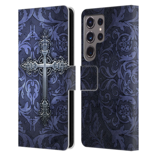 Brigid Ashwood Crosses Gothic Leather Book Wallet Case Cover For Samsung Galaxy S24 Ultra 5G