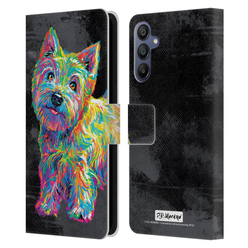 P.D. Moreno Animals II Marvin The Westie Dog Leather Book Wallet Case Cover For Samsung Galaxy A15