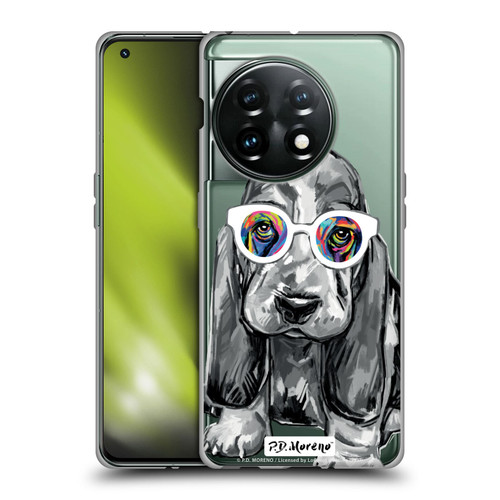 P.D. Moreno Black And White Dogs Basset Hound Soft Gel Case for OnePlus 11 5G