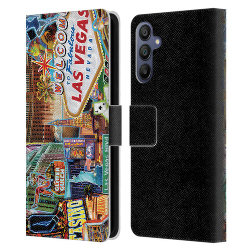 P.D. Moreno Cities Las Vegas 1 Leather Book Wallet Case Cover For Samsung Galaxy A15