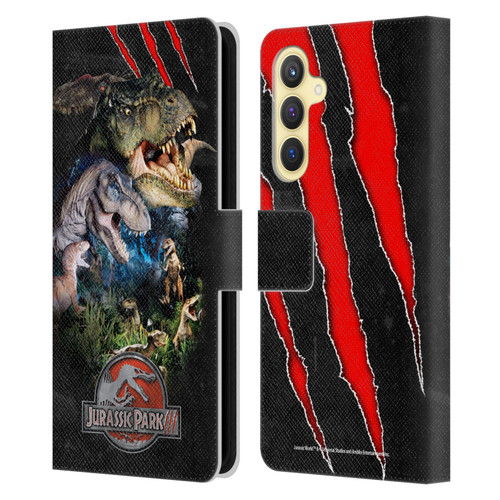Jurassic Park III Key Art Dinosaurs Leather Book Wallet Case Cover For Samsung Galaxy S23 FE 5G
