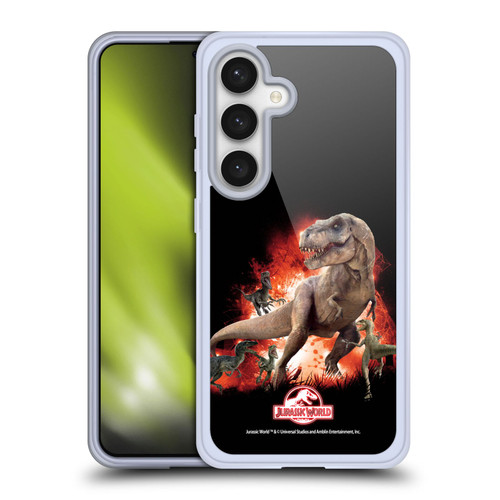 Jurassic World Key Art T-Rex VS. Velociraptors Soft Gel Case for Samsung Galaxy S24 5G