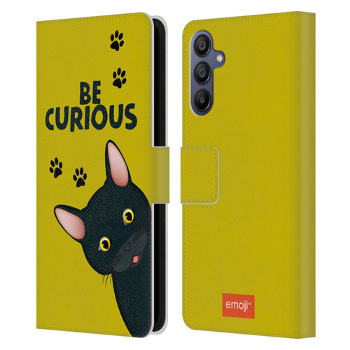 emoji® Cats Curious Leather Book Wallet Case Cover For Samsung Galaxy A15