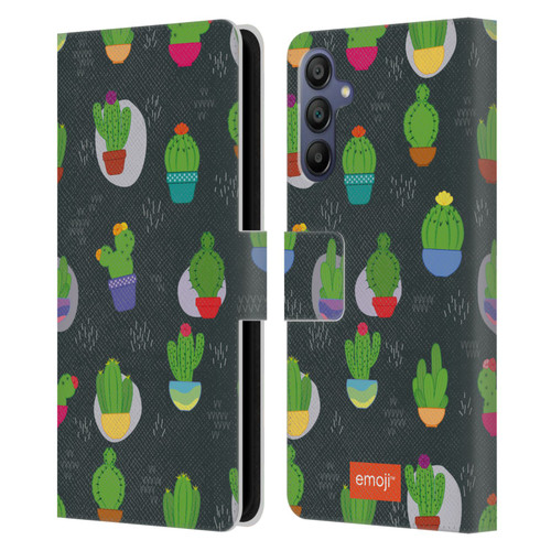 emoji® Cactus And Pineapple Pattern Leather Book Wallet Case Cover For Samsung Galaxy A15