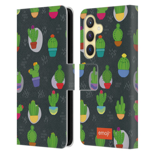 emoji® Cactus And Pineapple Pattern Leather Book Wallet Case Cover For Samsung Galaxy S24 5G