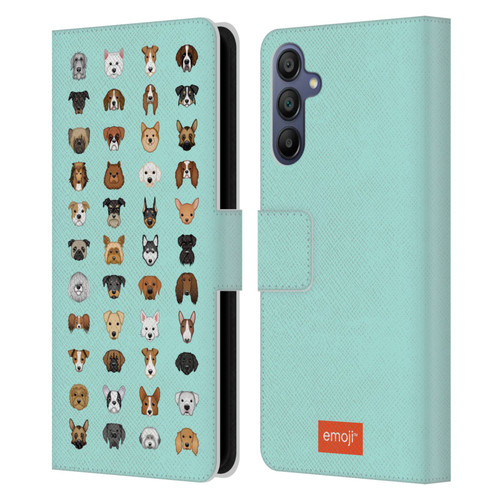 emoji® Dogs Breeds Leather Book Wallet Case Cover For Samsung Galaxy A15