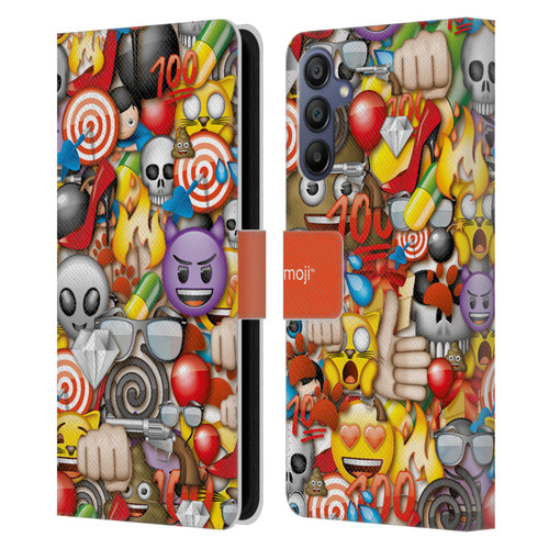 emoji® Full Patterns Assorted Leather Book Wallet Case Cover For Samsung Galaxy A15