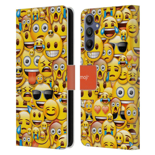 emoji® Full Patterns Smileys Leather Book Wallet Case Cover For Samsung Galaxy A15