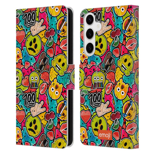 emoji® Graffiti Colours Leather Book Wallet Case Cover For Samsung Galaxy S24+ 5G