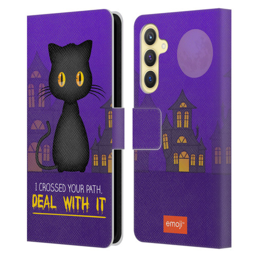 emoji® Halloween Parodies Black Cat Leather Book Wallet Case Cover For Samsung Galaxy S23 FE 5G