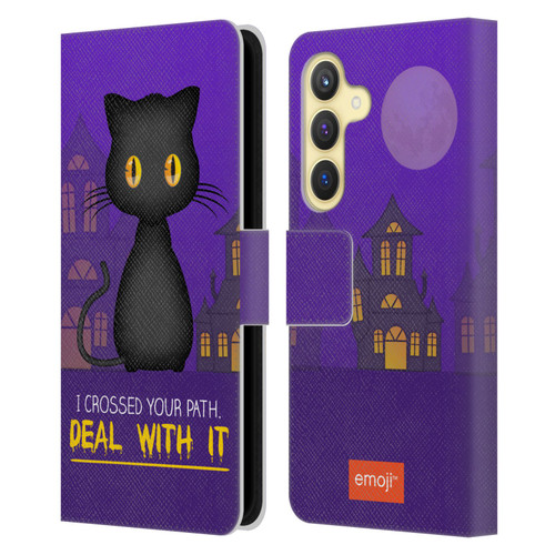 emoji® Halloween Parodies Black Cat Leather Book Wallet Case Cover For Samsung Galaxy S24 5G