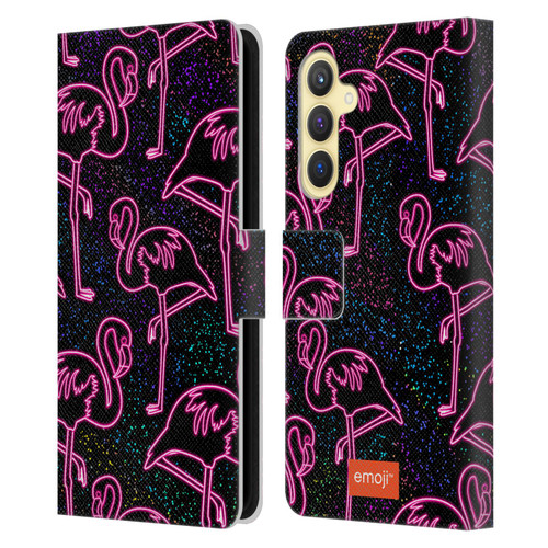 emoji® Neon Flamingo Leather Book Wallet Case Cover For Samsung Galaxy S23 FE 5G