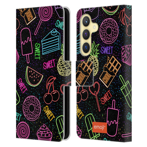 emoji® Neon Sweet Leather Book Wallet Case Cover For Samsung Galaxy S24 5G