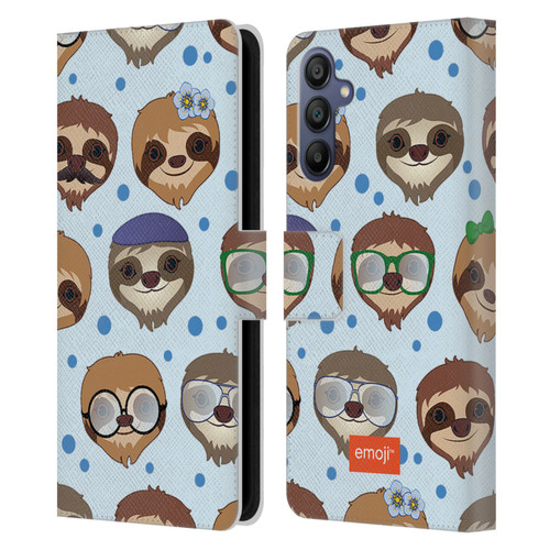 emoji® Sloth Pattern Leather Book Wallet Case Cover For Samsung Galaxy A15