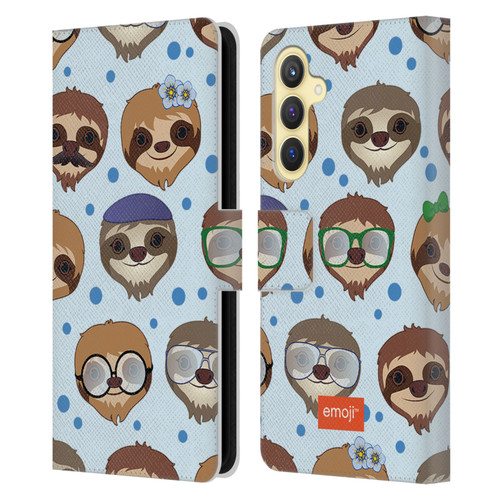 emoji® Sloth Pattern Leather Book Wallet Case Cover For Samsung Galaxy S23 FE 5G