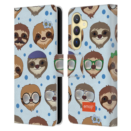 emoji® Sloth Pattern Leather Book Wallet Case Cover For Samsung Galaxy S24 5G