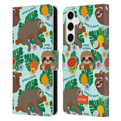 emoji® Sloth Tropical Leather Book Wallet Case Cover For Samsung Galaxy S24+ 5G