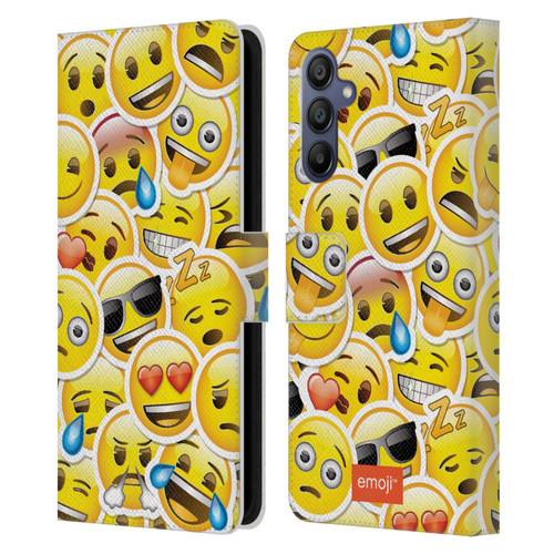 emoji® Smileys Stickers Leather Book Wallet Case Cover For Samsung Galaxy A15