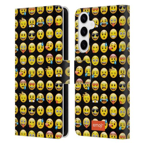 emoji® Smileys Pattern Leather Book Wallet Case Cover For Samsung Galaxy S24+ 5G